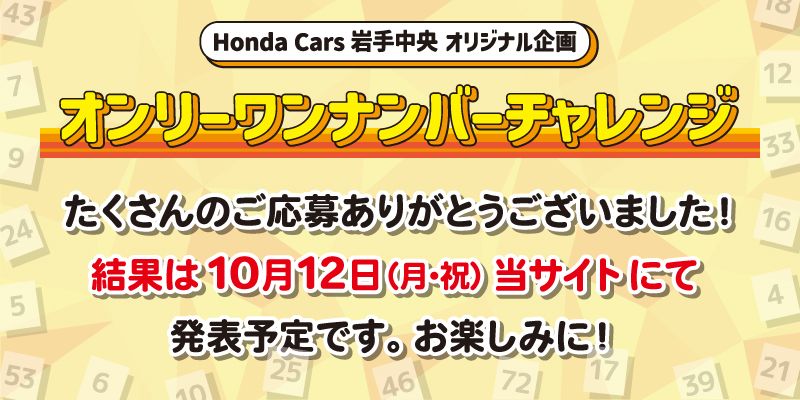 オンリーワンナンバーチャレンジ 募集終了